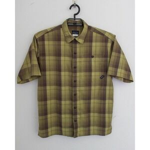 Patagonia Shirt Mens Small Green Plaid Short Sleeve Button Down Camp Outdoors